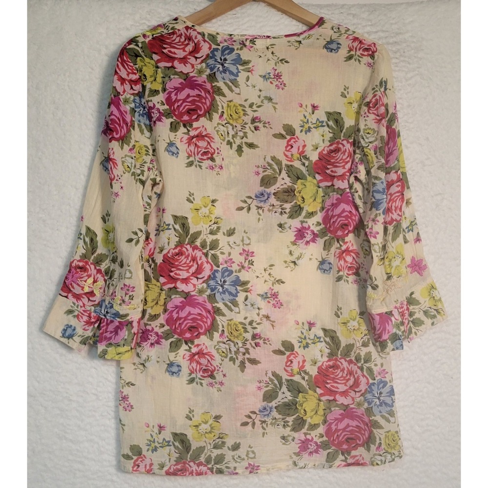 Homebody Peasant Blouse Top Size M Women's Floral Embroidered 3/4 Sleeve 1920 - Picture 2 of 7